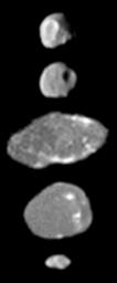Jupiter small satellite montage:PIA02530